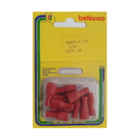 Bullet Female Spade Terminal Red 6mm - Pkt 10