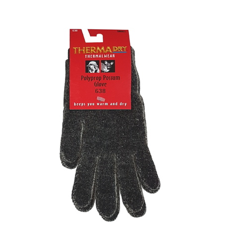 ThermaDry Polypropylene Possum Glove by Weft - Black Marl - XS