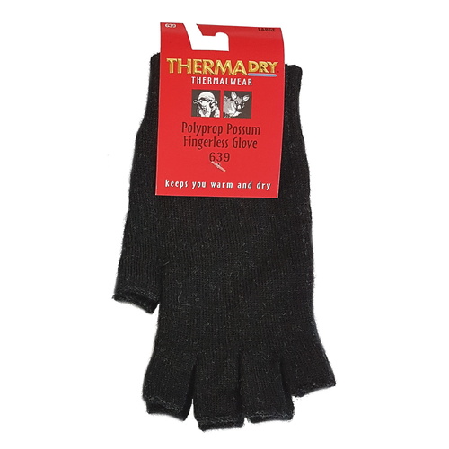 ThermaDry Polypropylene Possum Fingerless Glove by Weft - XL