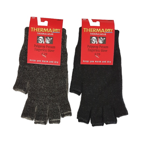ThermaDry Polypropylene Possum Fingerless Glove by Weft - Small